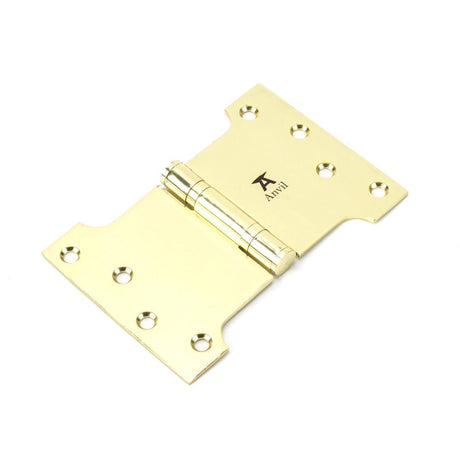 This is an image showing From The Anvil - Polished Brass 4" x 4" x 6" Parliament Hinge (pair) ss available from T.H Wiggans Architectural Ironmongery in Kendal, quick delivery and discounted prices