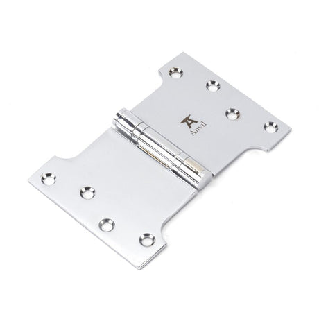 This is an image showing From The Anvil - Polished Chrome 4" x 4" x 6" Parliament Hinge (pair) ss available from T.H Wiggans Architectural Ironmongery in Kendal, quick delivery and discounted prices