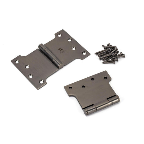 This is an image showing From The Anvil - Aged Bronze 4" x 4" x 6" Parliament Hinge (pair) ss available from T.H Wiggans Architectural Ironmongery, quick delivery and discounted prices