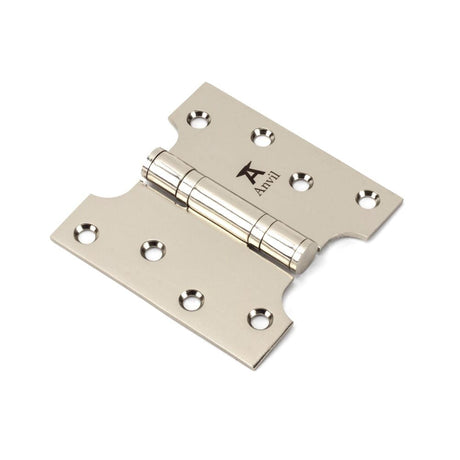 This is an image showing From The Anvil - Polished Nickel 4" x 2" x 4" Parliament Hinge (pair) ss available from T.H Wiggans Architectural Ironmongery in Kendal, quick delivery and discounted prices