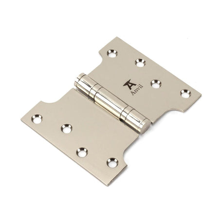 This is an image showing From The Anvil - Polished Nickel 4" x 3" x 5" Parliament Hinge (pair) ss available from T.H Wiggans Architectural Ironmongery in Kendal, quick delivery and discounted prices