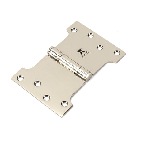 This is an image showing From The Anvil - Polished Nickel 4" x 4" x 6" Parliament Hinge (pair) ss available from T.H Wiggans Architectural Ironmongery in Kendal, quick delivery and discounted prices
