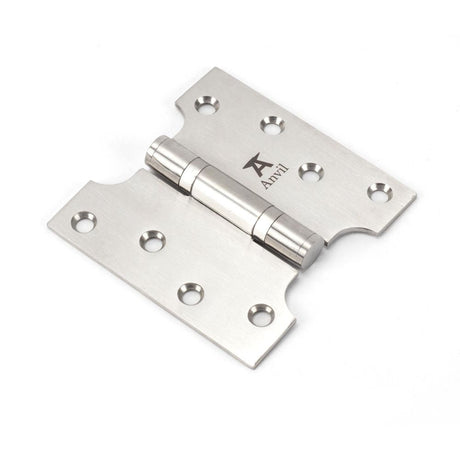 This is an image showing From The Anvil - Satin SS 4" x 2" x 4" Parliament Hinge (pair) available from T.H Wiggans Architectural Ironmongery in Kendal, quick delivery and discounted prices