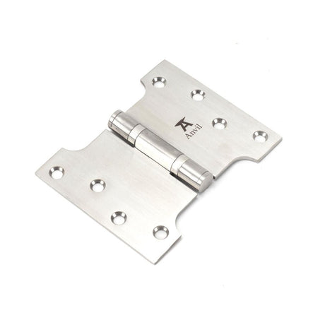 This is an image showing From The Anvil - Satin SS 4" x 3" x 5" Parliament Hinge (pair) available from T.H Wiggans Architectural Ironmongery in Kendal, quick delivery and discounted prices