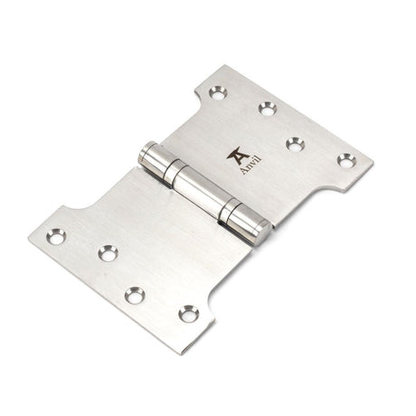 This is an image showing From The Anvil - Satin SS 4" x 4" x 6" Parliament Hinge (pair) available from T.H Wiggans Architectural Ironmongery in Kendal, quick delivery and discounted prices