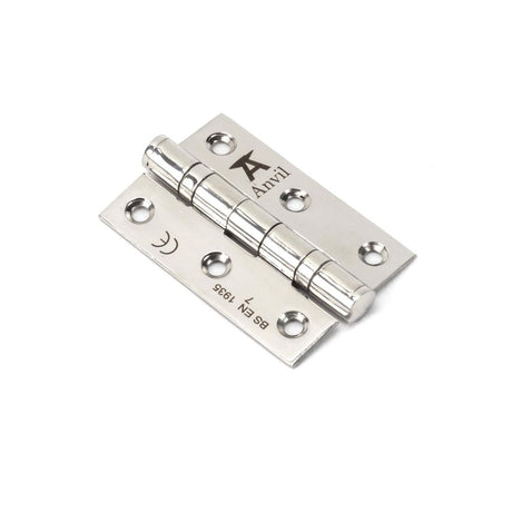 This is an image showing From The Anvil - Polished SS 3" Ball Bearing Butt Hinge (pair) available from T.H Wiggans Architectural Ironmongery in Kendal, quick delivery and discounted prices