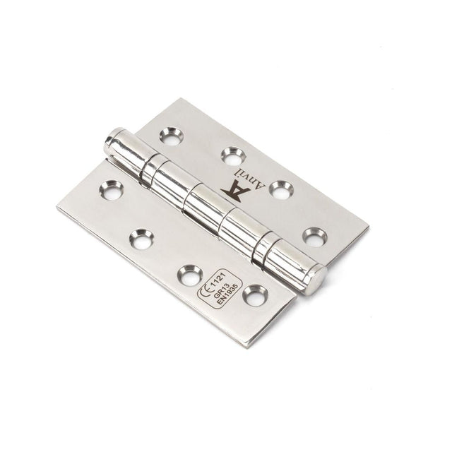 This is an image showing From The Anvil - Polished SS 4" Ball Bearing Butt Hinge (pair) available from T.H Wiggans Architectural Ironmongery in Kendal, quick delivery and discounted prices