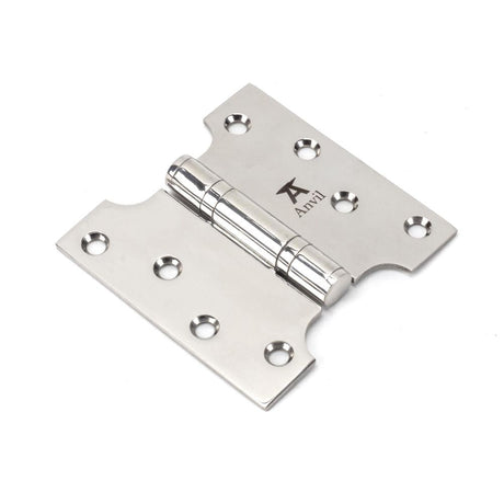 This is an image showing From The Anvil - Polished SS 4" x 2" x 4" Parliament Hinge (pair) available from T.H Wiggans Architectural Ironmongery in Kendal, quick delivery and discounted prices