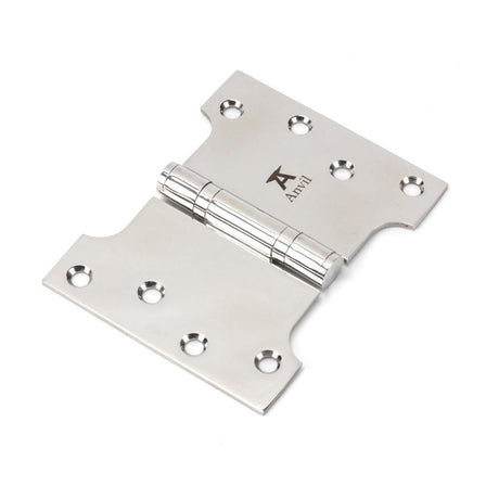 This is an image showing From The Anvil - Polished SS 4" x 3" x 5" Parliament Hinge (pair) available from T.H Wiggans Architectural Ironmongery in Kendal, quick delivery and discounted prices