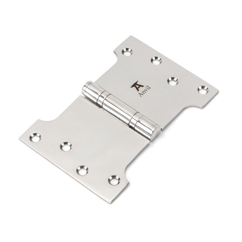 This is an image showing From The Anvil - Polished SS 4" x 4" x 6" Parliament Hinge (pair) available from T.H Wiggans Architectural Ironmongery in Kendal, quick delivery and discounted prices