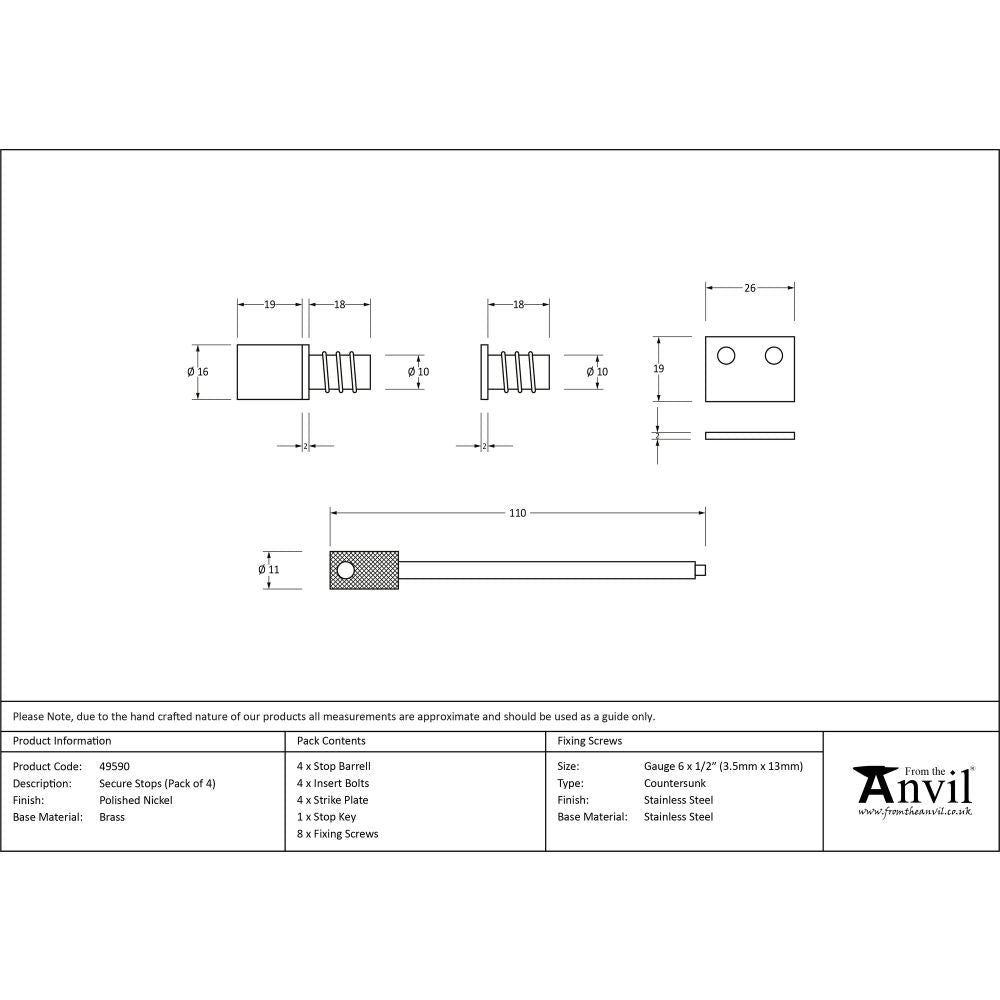 This is an image showing From The Anvil - Polished Nickel Secure Stops (Pack of 4) available from T.H Wiggans Architectural Ironmongery in Kendal, quick delivery and discounted prices