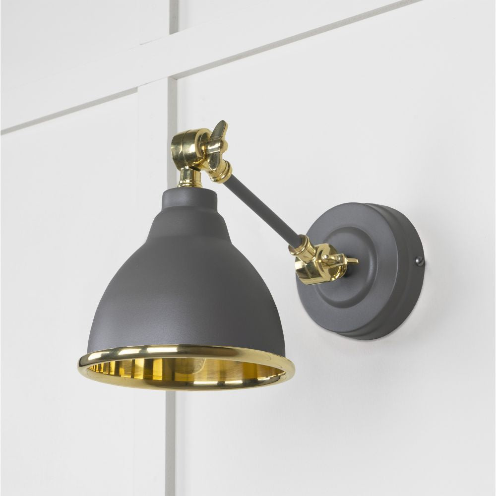 This is an image showing From The Anvil - Smooth Brass Brindley Wall Light in Bluff available from T.H Wiggans Architectural Ironmongery in Kendal, quick delivery and discounted prices