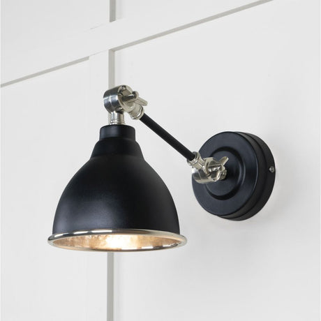 This is an image showing From The Anvil - Hammered Nickel Brindley Wall Light in Elan Black available from T.H Wiggans Architectural Ironmongery in Kendal, quick delivery and discounted prices