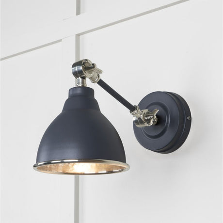 This is an image showing From The Anvil - Hammered Nickel Brindley Wall Light in Slate available from T.H Wiggans Architectural Ironmongery in Kendal, quick delivery and discounted prices