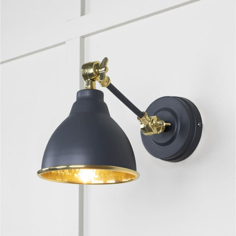 This is an image showing From The Anvil - Hammered Brass Brindley Wall Light in Slate available from T.H Wiggans Architectural Ironmongery in Kendal, quick delivery and discounted prices
