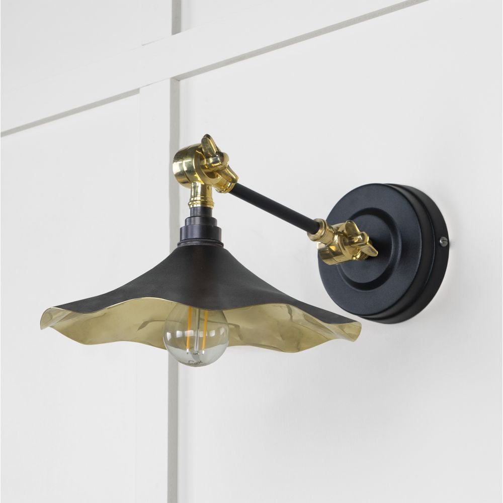 This is an image showing From The Anvil - Smooth Brass Flora Wall Light in Elan Black available from T.H Wiggans Architectural Ironmongery in Kendal, quick delivery and discounted prices