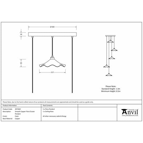 This is an image showing From The Anvil - Smooth Copper Flora Cluster Pendant in Flock available from T.H Wiggans Architectural Ironmongery in Kendal, quick delivery and discounted prices