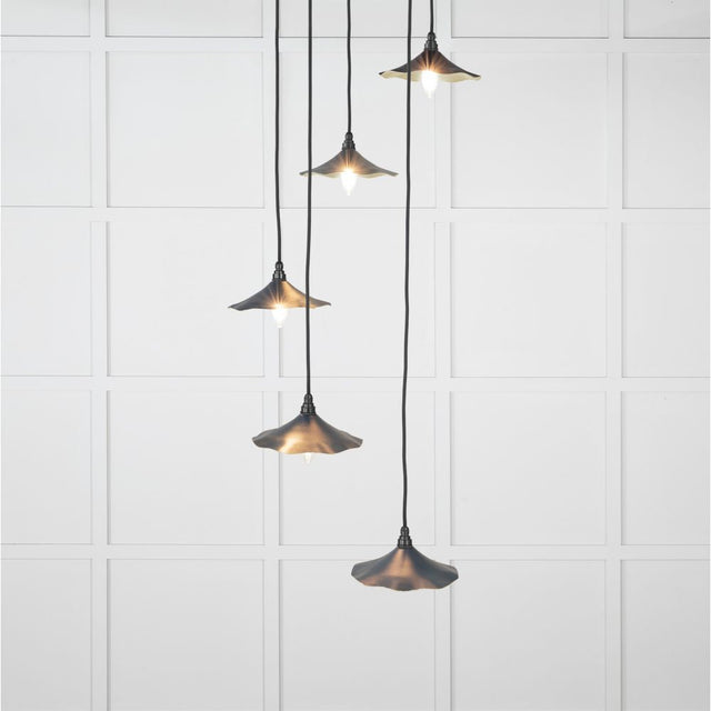 This is an image showing From The Anvil - Smooth Brass Flora Cluster Pendant in Dusk available from T.H Wiggans Architectural Ironmongery in Kendal, quick delivery and discounted prices