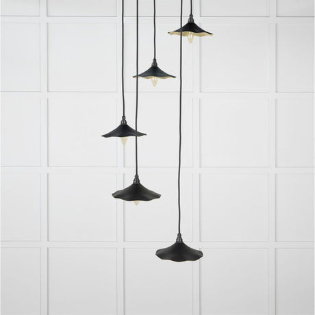 This is an image showing From The Anvil - Smooth Brass Flora Cluster Pendant in Elan Black available from T.H Wiggans Architectural Ironmongery in Kendal, quick delivery and discounted prices