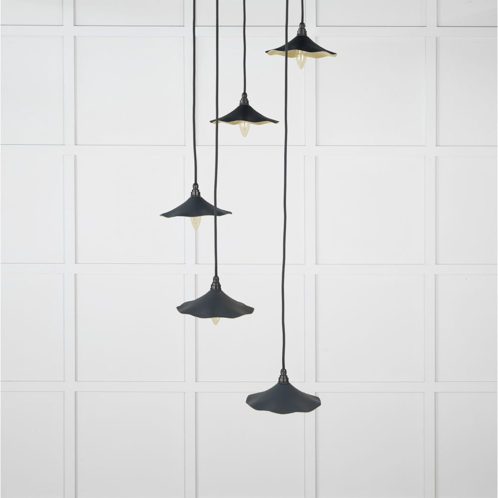 This is an image showing From The Anvil - Smooth Brass Flora Cluster Pendant in Soot available from T.H Wiggans Architectural Ironmongery in Kendal, quick delivery and discounted prices