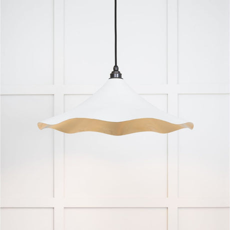 This is an image showing From The Anvil - Smooth Brass Flora Pendant in Flock available from T.H Wiggans Architectural Ironmongery in Kendal, quick delivery and discounted prices