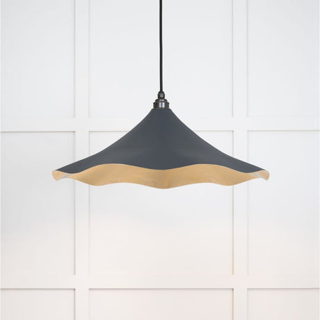This is an image showing From The Anvil - Smooth Brass Flora Pendant in Soot available from T.H Wiggans Architectural Ironmongery in Kendal, quick delivery and discounted prices