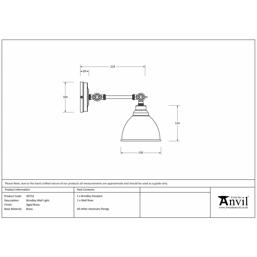 This is an image showing From The Anvil - Aged Brass Brindley Wall Light available from T.H Wiggans Architectural Ironmongery in Kendal, quick delivery and discounted prices