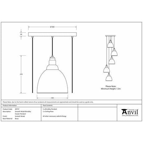 This is an image showing From The Anvil - Smooth Nickel Brindley Cluster Pendant available from T.H Wiggans Architectural Ironmongery in Kendal, quick delivery and discounted prices