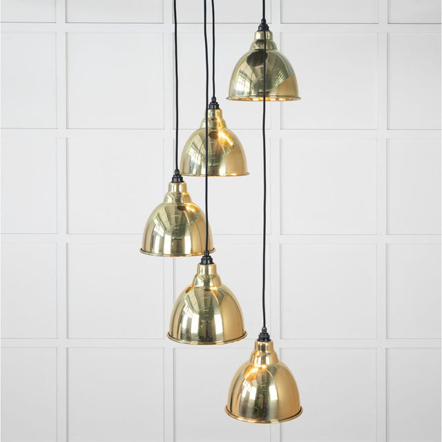 This is an image showing From The Anvil - Smooth Brass Brindley Cluster Pendant available from T.H Wiggans Architectural Ironmongery in Kendal, quick delivery and discounted prices