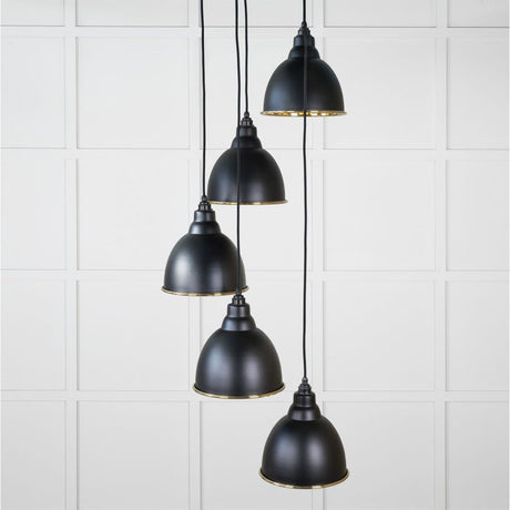 This is an image showing From The Anvil - Hammered Brass Brindley Cluster Pendant in Elan Black available from T.H Wiggans Architectural Ironmongery in Kendal, quick delivery and discounted prices