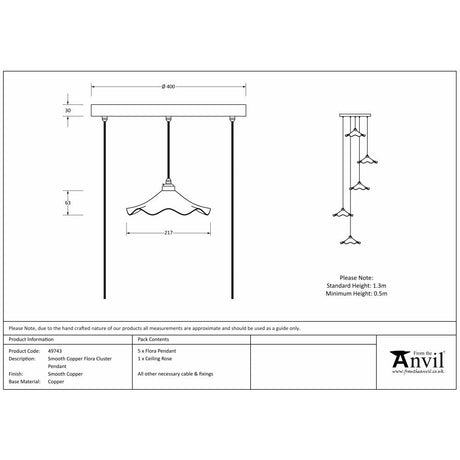 This is an image showing From The Anvil - Smooth Copper Flora Cluster Pendant available from T.H Wiggans Architectural Ironmongery in Kendal, quick delivery and discounted prices