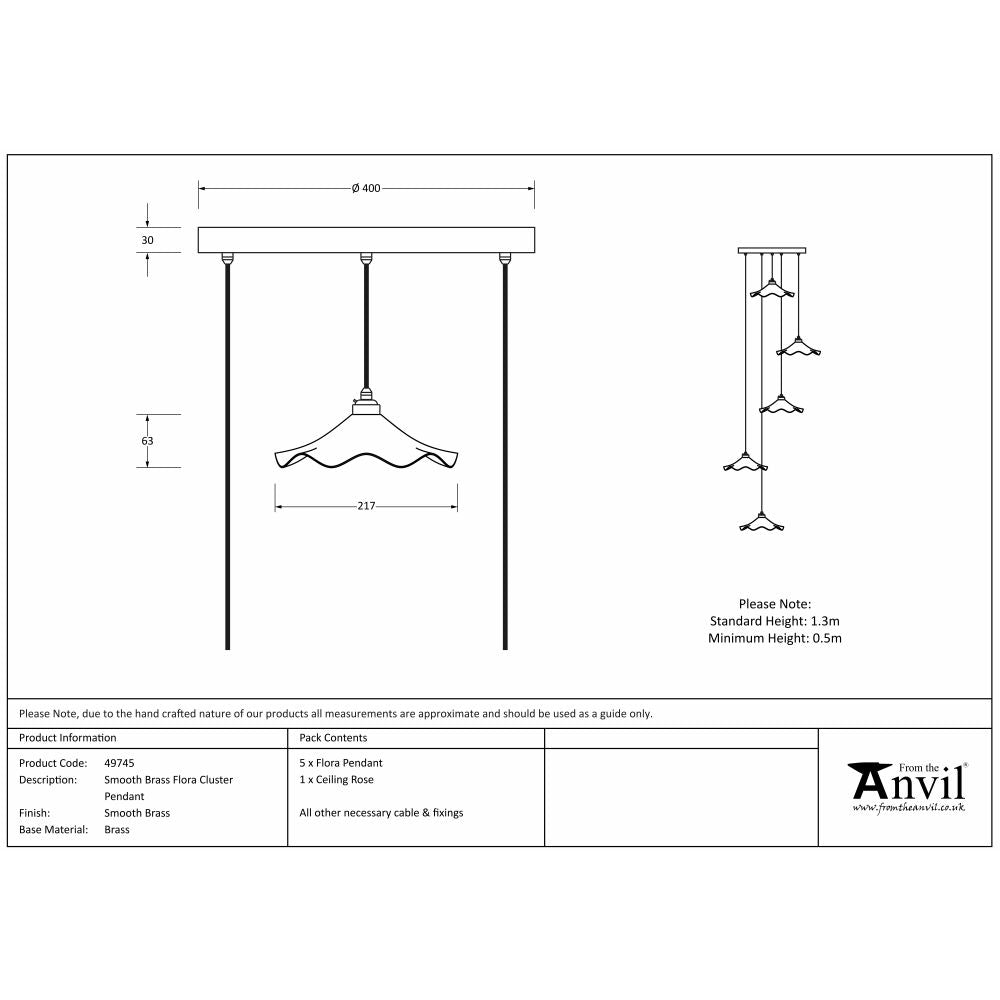 This is an image showing From The Anvil - Smooth Brass Flora Cluster Pendant available from T.H Wiggans Architectural Ironmongery in Kendal, quick delivery and discounted prices