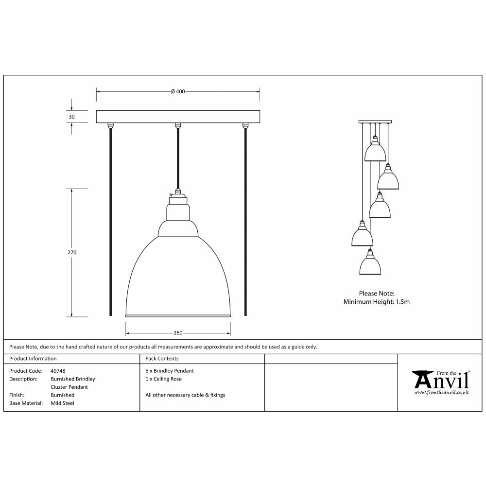 This is an image showing From The Anvil - Burnished Brindley Cluster Pendant available from T.H Wiggans Architectural Ironmongery in Kendal, quick delivery and discounted prices