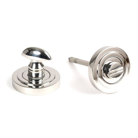 This is an image of From The Anvil - Polished Marine SS (316) Round Thumbturn Set (Art Deco) available to order from T.H Wiggans Architectural Ironmongery in Kendal, quick delivery and discounted prices.