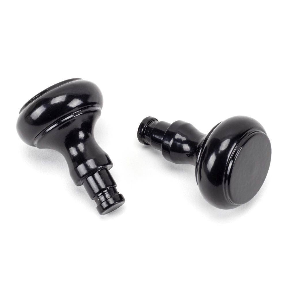 This is an image showing From The Anvil - Black Regency Curtain Finial (pair) available from trade door handles, quick delivery and discounted prices