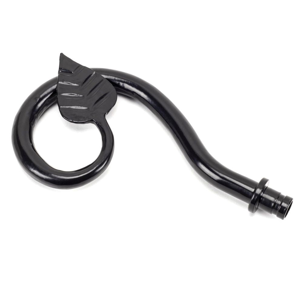 This is an image showing From The Anvil - Black Leaf Curtain Finial (pair) available from T.H Wiggans Architectural Ironmongery in Kendal, quick delivery and discounted prices