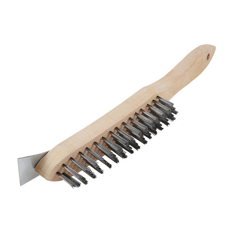 This is an image showing TIMCO Scratch Brush with Scraper - Stainless Steel - 4 Rows - 1 Each Unit available from T.H Wiggans Ironmongery in Kendal, quick delivery at discounted prices.