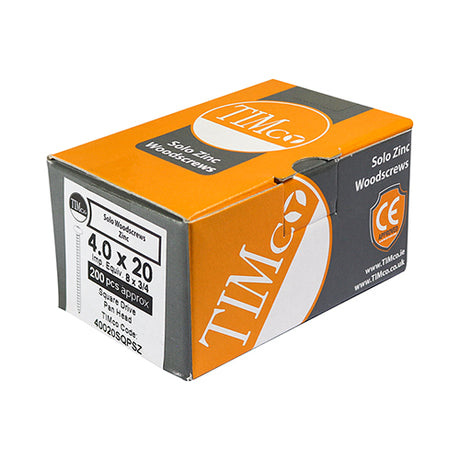 This is an image showing TIMCO Solo Chipboard & Woodscrews - SQ - Pan - Zinc - 5.0 x 40 - 200 Pieces Box available from T.H Wiggans Ironmongery in Kendal, quick delivery at discounted prices.
