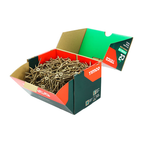 This is an image showing TIMCO C2 Strong-Fix - PZ - Double Countersunk - Twin-Cut - Yellow - 5.0 x 50 - 1000 Pieces Box available from T.H Wiggans Ironmongery in Kendal, quick delivery at discounted prices.