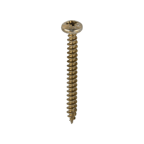 This is an image showing TIMCO Classic Multi-Purpose Screws - PZ - Pan Head - Yellow - 5.0 x 50 - 200 Pieces Box available from T.H Wiggans Ironmongery in Kendal, quick delivery at discounted prices.