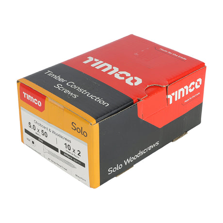 This is an image showing TIMCO Solo Chipboard & Woodscrews - SQ - Double Countersunk - Zinc - 5.0 x 50 - 200 Pieces Box available from T.H Wiggans Ironmongery in Kendal, quick delivery at discounted prices.