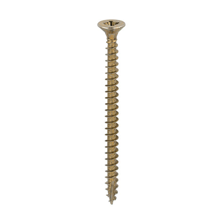 This is an image showing TIMCO Classic Multi-Purpose Screws - PZ - Double Countersunk - Yellow - 5.0 x 55 - 200 Pieces Box available from T.H Wiggans Ironmongery in Kendal, quick delivery at discounted prices.