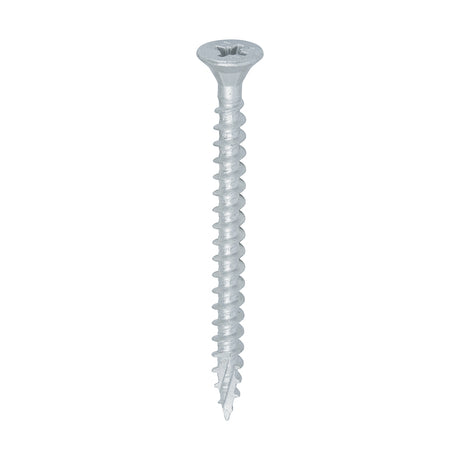 This is an image showing TIMCO C2 Exterior Strong-Fix - PZ - Double Countersunk with Ribs - Twin-Cut - Silver - 5.0 x 60 - 200 Pieces Box available from T.H Wiggans Ironmongery in Kendal, quick delivery at discounted prices.