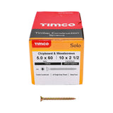 This is an image showing TIMCO Solo Chipboard & Woodscrews - PZ - Double Countersunk - Yellow - 5.0 x 60 - 200 Pieces Box available from T.H Wiggans Ironmongery in Kendal, quick delivery at discounted prices.