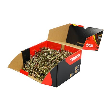 This is an image showing TIMCO Velocity Premium Multi-Use Screws - PZ - Double Countersunk - Yellow - 5.0 x 60 - 1000 Pieces Box available from T.H Wiggans Ironmongery in Kendal, quick delivery at discounted prices.