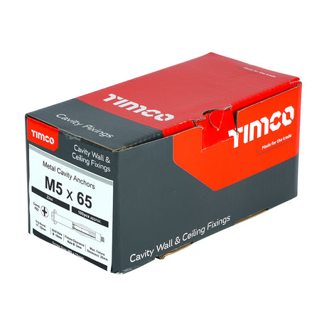 This is an image showing TIMCO Metal Cavity Anchors - Zinc - M5 x 65 (70mm Screw) - 100 Pieces Box available from T.H Wiggans Ironmongery in Kendal, quick delivery at discounted prices.