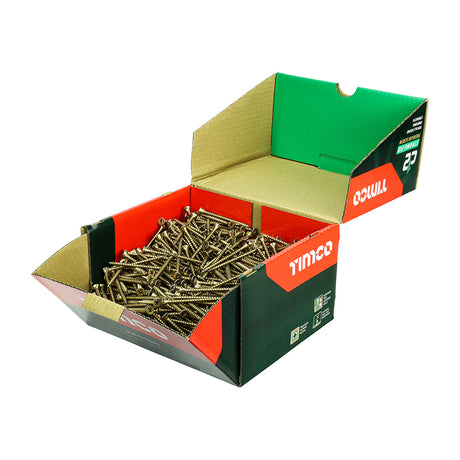 This is an image showing TIMCO C2 Strong-Fix - PZ - Double Countersunk - Twin-Cut - Yellow - 5.0 x 70 - 1000 Pieces Box available from T.H Wiggans Ironmongery in Kendal, quick delivery at discounted prices.