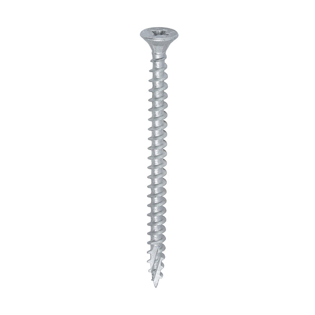This is an image showing TIMCO C2 Exterior Strong-Fix - PZ - Double Countersunk with Ribs - Twin-Cut - Silver - 5.0 x 70 - 200 Pieces Box available from T.H Wiggans Ironmongery in Kendal, quick delivery at discounted prices.