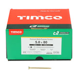 This is an image showing TIMCO C2 Strong-Fix - PZ - Double Countersunk - Twin-Cut - Yellow - 5.0 x 80 - 1000 Pieces Box available from T.H Wiggans Ironmongery in Kendal, quick delivery at discounted prices.