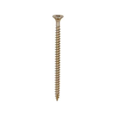 This is an image showing TIMCO Classic Multi-Purpose Screws - PZ - Double Countersunk - Yellow - 5.0 x 80 - 200 Pieces Box available from T.H Wiggans Ironmongery in Kendal, quick delivery at discounted prices.